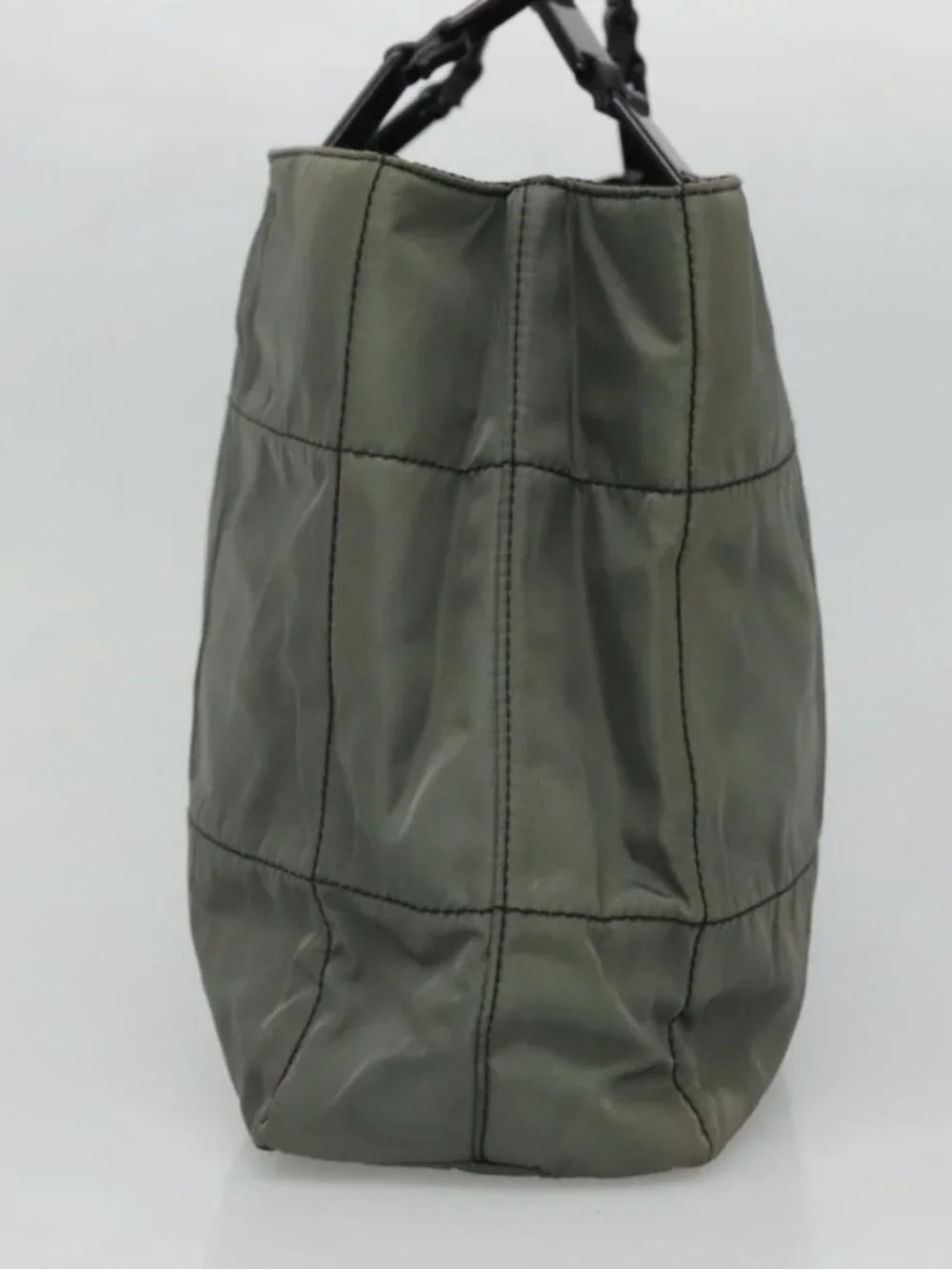 PRADA Tote Bag Nylon Plastic Gray Black Auth ep7577